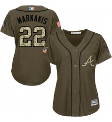 Women's Majestic Atlanta Braves #22 Nick Markakis Authentic Green Salute to Service MLB Jersey