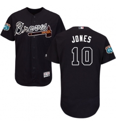 Men's Majestic Atlanta Braves #10 Chipper Jones Navy Blue Alternate Flex Base Authentic Collection MLB Jersey