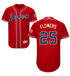 Men's Majestic Atlanta Braves #25 Tyler Flowers Red Alternate Flex Base Authentic Collection MLB Jersey