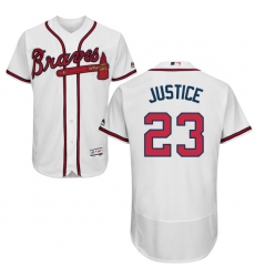 Men's Majestic Atlanta Braves #23 David Justice White Home Flex Base Authentic Collection MLB Jersey