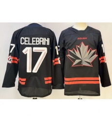 Men's Canada Hockey #17 Macklin Celebrini Black Stitched Jersey