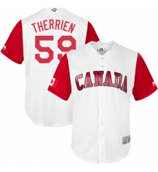 Men's Canada Baseball Majestic #59 Jessen Therrien White 2017 World Baseball Classic Replica Team Jersey