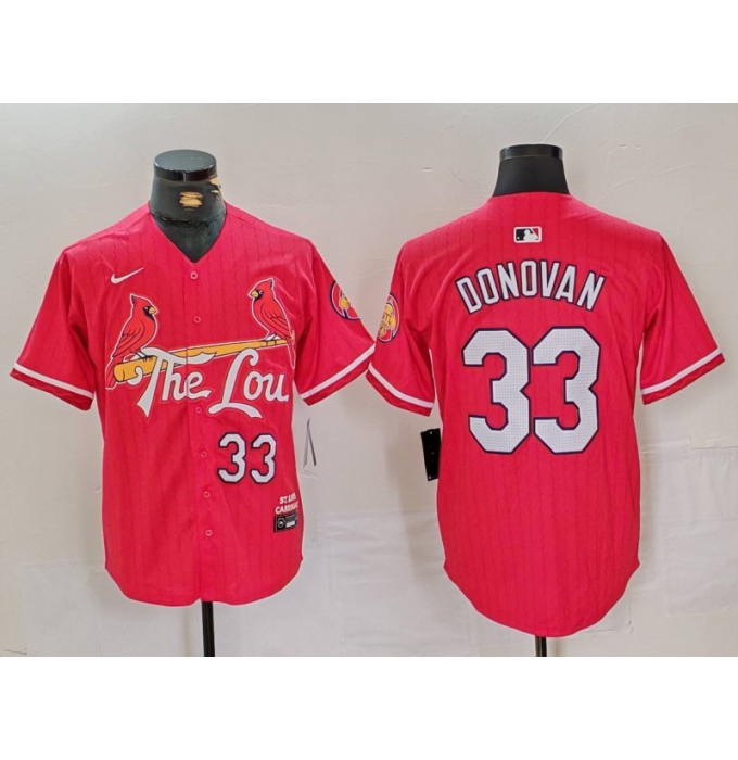 Men's St Louis Cardinals #33 Brendan Donovan Red 2024 City Connect Limited Stitched Baseball Jersey