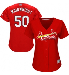 Women's Majestic St. Louis Cardinals #50 Adam Wainwright Replica Red Alternate Cool Base MLB Jersey