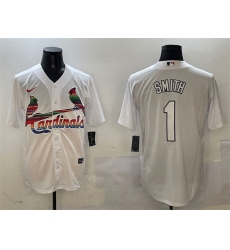 Men's St. Louis Cardinals #1 Ozzie Smith White Cool Base Stitched Baseball Jersey