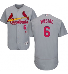 Men's Majestic St. Louis Cardinals #6 Stan Musial Grey Road Flex Base Authentic Collection MLB Jersey