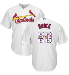 Men's Majestic St. Louis Cardinals #20 Lou Brock Authentic White Team Logo Fashion Cool Base MLB Jersey