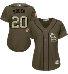 Women's Majestic St. Louis Cardinals #20 Lou Brock Authentic Green Salute to Service MLB Jersey