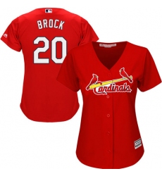 Women's Majestic St. Louis Cardinals #20 Lou Brock Authentic Red Alternate Cool Base MLB Jersey