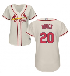 Women's Majestic St. Louis Cardinals #20 Lou Brock Replica Cream Alternate Cool Base MLB Jersey