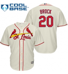 Youth Majestic St. Louis Cardinals #20 Lou Brock Replica Cream Alternate Cool Base MLB Jersey