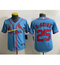Youth St. Louis Cardinals #25 Mark McGwire Blue Cool Base Stitched Baseball Jersey