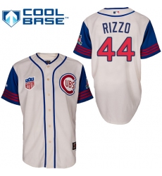 Men's Majestic Chicago Cubs #44 Anthony Rizzo Authentic Cream/Blue 1942 Turn Back The Clock MLB Jersey