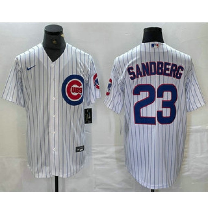 Men's Chicago Cubs #23 Ryne Sandberg White Stitched Cool Base Nike Jersey
