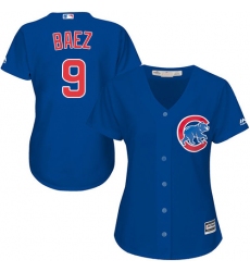 Women's Majestic Chicago Cubs #9 Javier Baez Authentic Royal Blue Alternate MLB Jersey