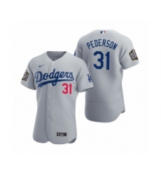 Men's Los Angeles Dodgers #31 Joc Pederson Nike Gray 2020 World Series Authentic Jersey