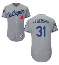 Men's Majestic Los Angeles Dodgers #31 Joc Pederson Grey Road Flex Base Authentic Collection 2018 World Series MLB Jersey
