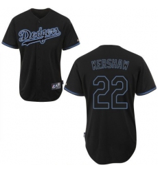 Men's Majestic Los Angeles Dodgers #22 Clayton Kershaw Replica Black Fashion MLB Jersey