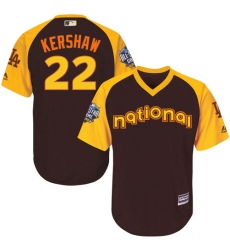 Youth Majestic Los Angeles Dodgers #22 Clayton Kershaw Authentic Brown 2016 All-Star National League BP Cool Base MLB Jersey