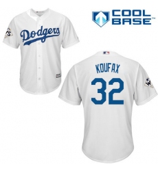 Youth Majestic Los Angeles Dodgers #32 Sandy Koufax Authentic White Home 2017 World Series Bound Cool Base MLB Jersey