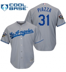 Youth Majestic Los Angeles Dodgers #31 Mike Piazza Authentic Grey Road Cool Base 2018 World Series MLB Jersey