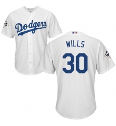 Men's Majestic Los Angeles Dodgers #30 Maury Wills Replica White Home 2017 World Series Bound Cool Base MLB Jersey
