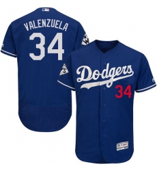 Men's Majestic Los Angeles Dodgers #34 Fernando Valenzuela Authentic Royal Blue Alternate 2017 World Series Bound Flex Base MLB Jersey