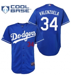 Men's Majestic Los Angeles Dodgers #34 Fernando Valenzuela Authentic Royal Blue Cool Base MLB Jersey