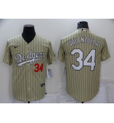 Men's Nike Los Angeles Dodgers #34 Fernando Valenzuela Camo Stripes Authentic Jersey