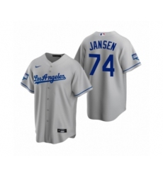Men's Los Angeles Dodgers #74 Kenley Jansen Gray 2020 World Series Champions Road Replica Jersey