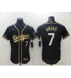 Men's Nike Los Angeles Dodgers #7 Julio Urias Black Gold Authentic Jersey