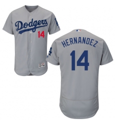 Men's Majestic Los Angeles Dodgers #14 Enrique Hernandez Gray Alternate Road Flexbase Authentic Collection MLB Jersey
