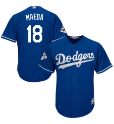 Men's Majestic Los Angeles Dodgers #18 Kenta Maeda Replica Royal Blue Alternate 2017 World Series Bound Cool Base MLB Jersey