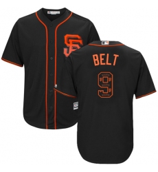 Men's Majestic San Francisco Giants #9 Brandon Belt Authentic Black Team Logo Fashion Cool Base MLB Jersey