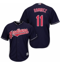 Youth Majestic Cleveland Indians #11 Jose Ramirez Authentic Navy Blue Alternate 1 Cool Base MLB Jersey