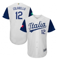 Men's Italy Baseball Majestic #12 Chris Colabello White 2017 World Baseball Classic Authentic Team Jersey