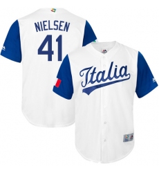 Men's Italy Baseball Majestic #41 Trey Nielsen White 2017 World Baseball Classic Replica Team Jersey