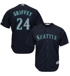 Women's Majestic Seattle Mariners #24 Ken Griffey Authentic Navy Blue Alternate 2 Cool Base MLB Jersey
