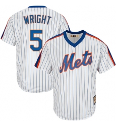 Men's Majestic New York Mets #5 David Wright Replica White Cooperstown MLB Jersey