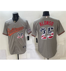 Men's Baltimore Orioles #25 Pete Alonso Gray USA 250 Fourth of July Home Stitched Baseball Jersey