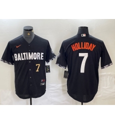 Men's Baltimore Orioles #7 Jackson Holliday Number Black 2023 City Connect Cool Base Stitched Jersey