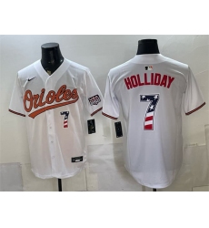 Men's Baltimore Orioles #7 Jackson Holliday White USA 250 Fourth of July Home Stitched Baseball Jersey