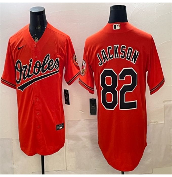 Men's Baltimore Orioles #82 Jeremiah Jackson Orange Cool Base Stitched Baseball Jersey