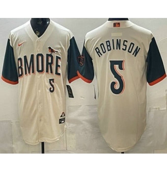 Men's Baltimore Orioles #5 Brooks Robinson Cream 2026 City Connect Stadium Jersey