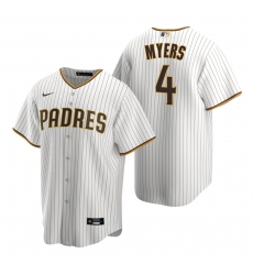 Men's Nike San Diego Padres #4 Wil Myers White Brown Home Stitched Baseball Jersey