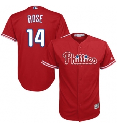 Youth Majestic Philadelphia Phillies #14 Pete Rose Authentic Red Alternate Cool Base MLB Jersey