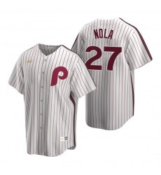 Men's Nike Philadelphia Phillies #27 Aaron Nola White Cooperstown Collection Home Stitched Baseball Jersey