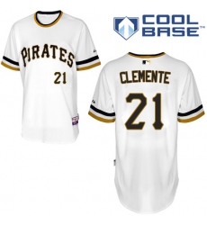 Men's Majestic Pittsburgh Pirates #21 Roberto Clemente Authentic White Alternate 2 Cool Base MLB Jersey
