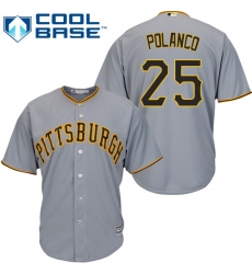 Youth Majestic Pittsburgh Pirates #25 Gregory Polanco Authentic Grey Road Cool Base MLB Jersey