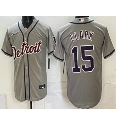 Men's Detroit Tigers #15 Max Clark Grey Cool Base Jersey